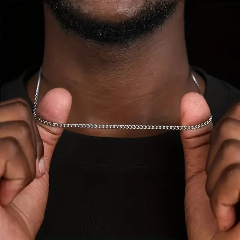 Valcien | Men’s 3mm Titanium Necklace – Minimalist Hypoallergenic Chain, Durable & Tarnish-Resistant
