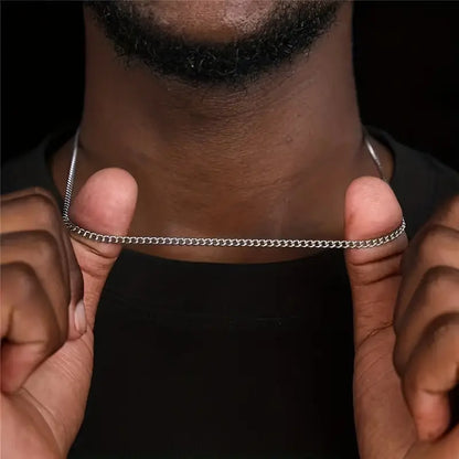 Valcien | Men’s 3mm Titanium Necklace – Minimalist Hypoallergenic Chain, Durable & Tarnish-Resistant