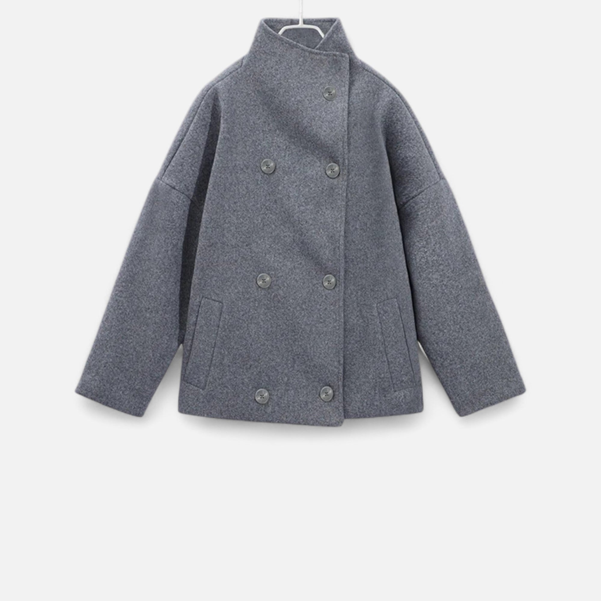 Women’s High Neck Short Winter Coat | Double Breasted Design