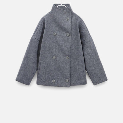 Women’s High Neck Short Winter Coat | Double Breasted Design