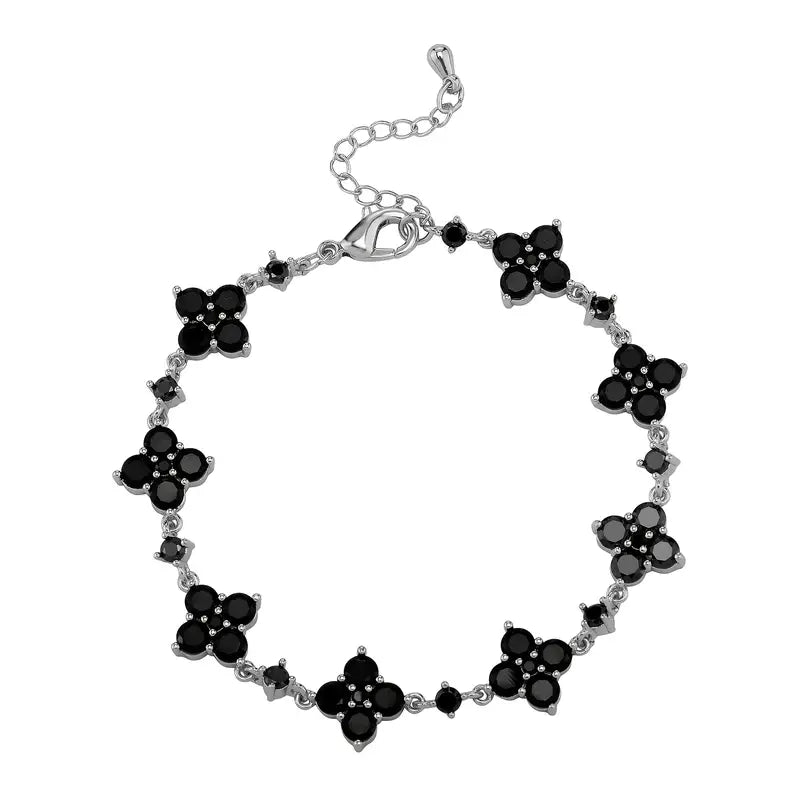 Valcien | 12mm Iced-Out Lucky Star Infinity Bracelet – Green Pink Black CZ Hip Hop Chain for Men