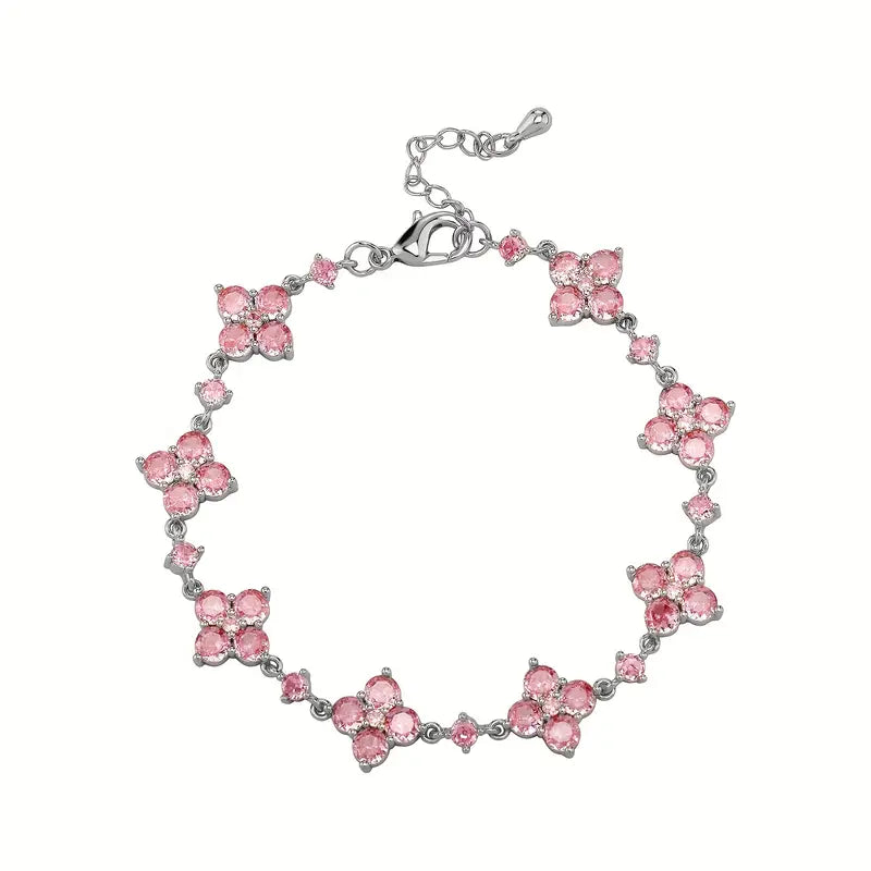 Valcien | 12mm Iced-Out Lucky Star Infinity Bracelet – Green Pink Black CZ Hip Hop Chain for Men
