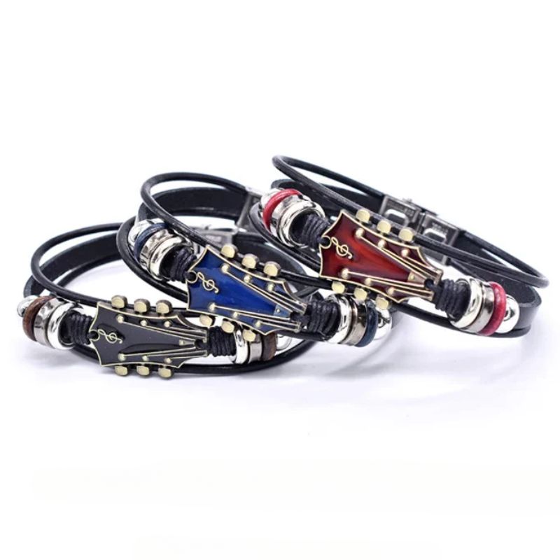 Valcien | Vintage Music Guitar Leather Bracelet