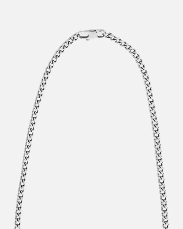CUBAN 5MM CHAIN NECKLACE - WHITE GOLD