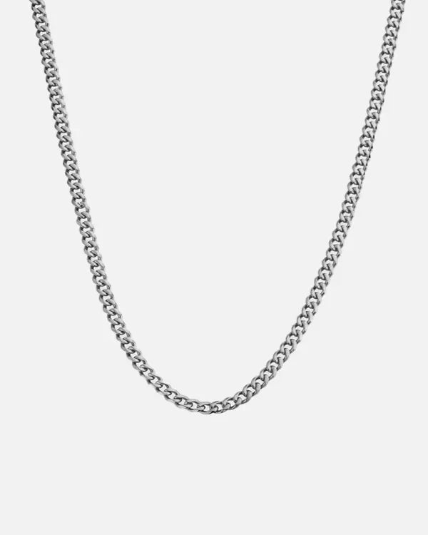 CUBAN 5MM CHAIN NECKLACE - WHITE GOLD