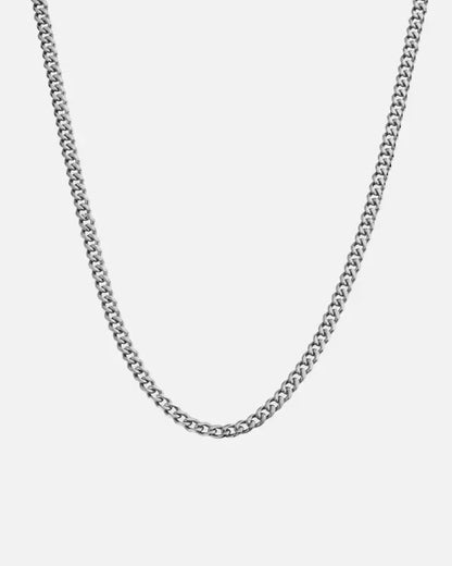 CUBAN 5MM CHAIN NECKLACE - WHITE GOLD