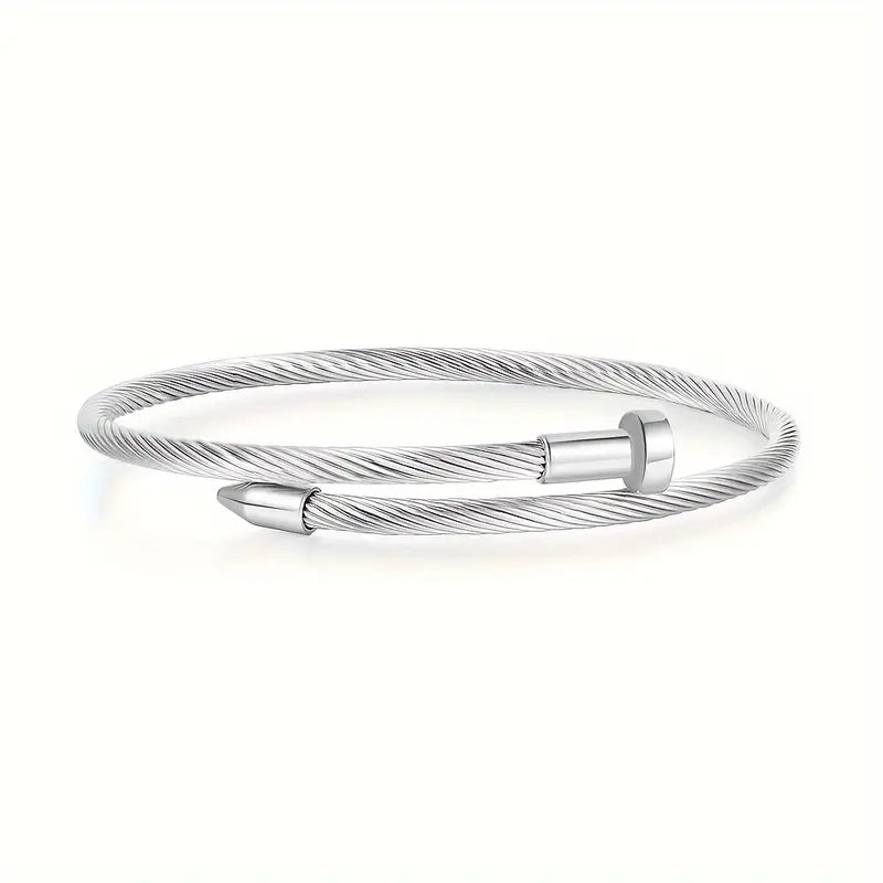 Stainless Steel Nail Bracelet – Creative Open Cuff Design for Daily Wear | Valcien