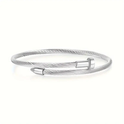 Stainless Steel Nail Bracelet – Creative Open Cuff Design for Daily Wear | Valcien