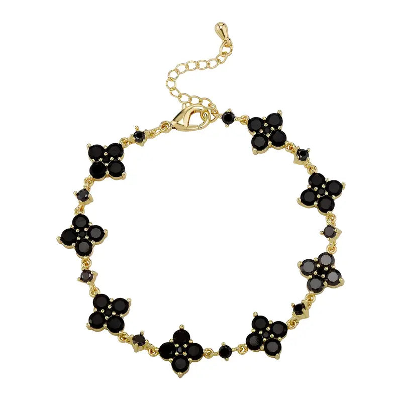 Valcien | 12mm Iced-Out Lucky Star Infinity Bracelet – Green Pink Black CZ Hip Hop Chain for Men
