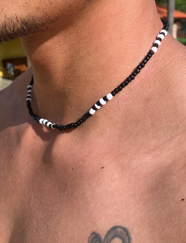 Valcien | Men's Two-Tone Beaded Necklace – Glass Fashion Jewelry for Daily Wear, Gifting & Party Style