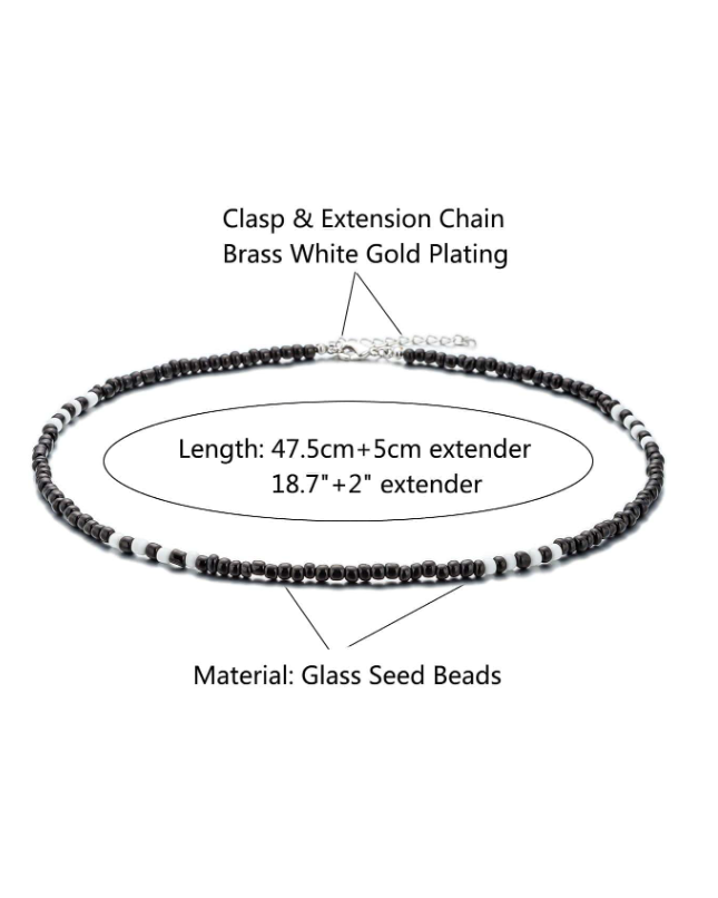 Valcien | Men's Two-Tone Beaded Necklace – Glass Fashion Jewelry for Daily Wear, Gifting & Party Style