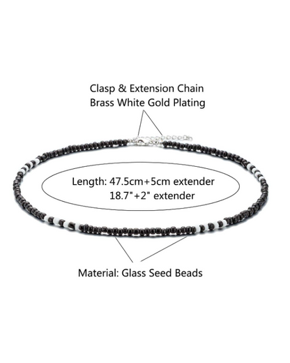 Valcien | Men's Two-Tone Beaded Necklace – Glass Fashion Jewelry for Daily Wear, Gifting & Party Style