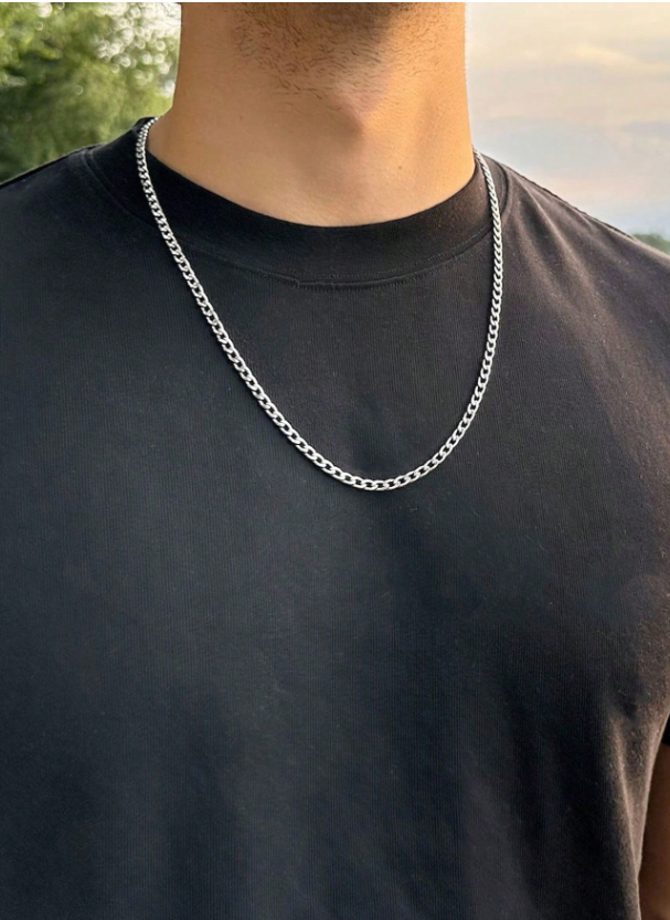 Valcien | Men's Lock Chain Necklace – Stainless Steel, Waterproof, Anti-Fading Silver Chain Gift for Him