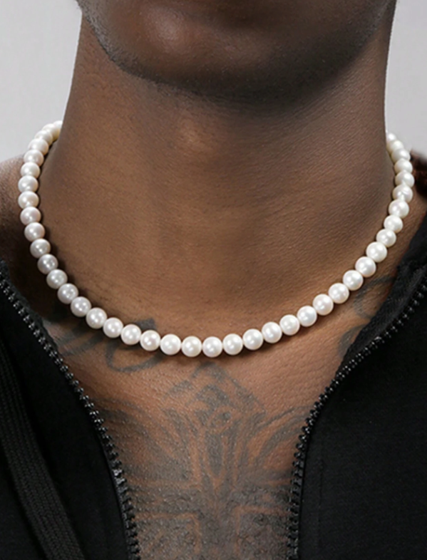 Valcien | Unisex Faux Pearl Beaded Necklace – Retro Style Collarbone Chain for Daily Wear & Couple Gift