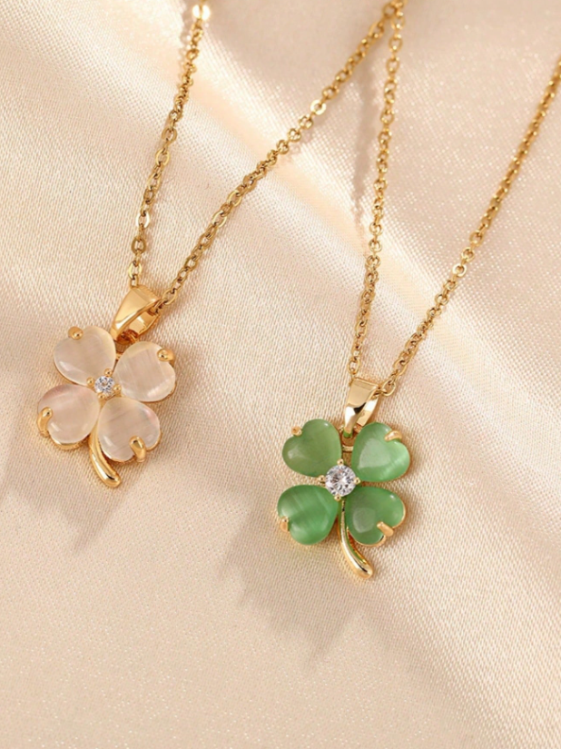 Valcien | Elegant Minimalist Four-Leaf Clover Necklace – Stainless Steel Pendant for Men & Women, Holiday Gift