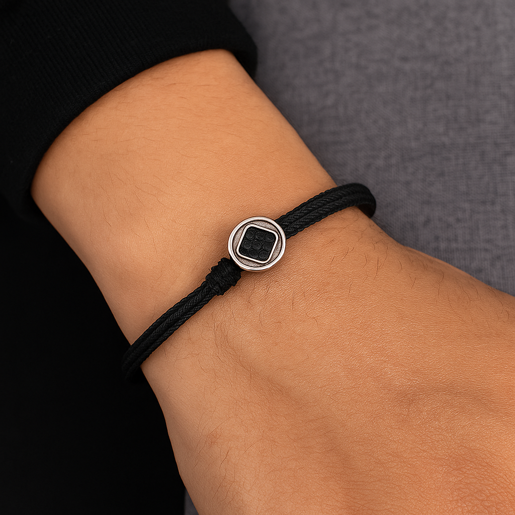 Valcien | Men’s Thin Black Rope Bracelet – Handcrafted Viking-Inspired Charm, Sleek Gift for Him