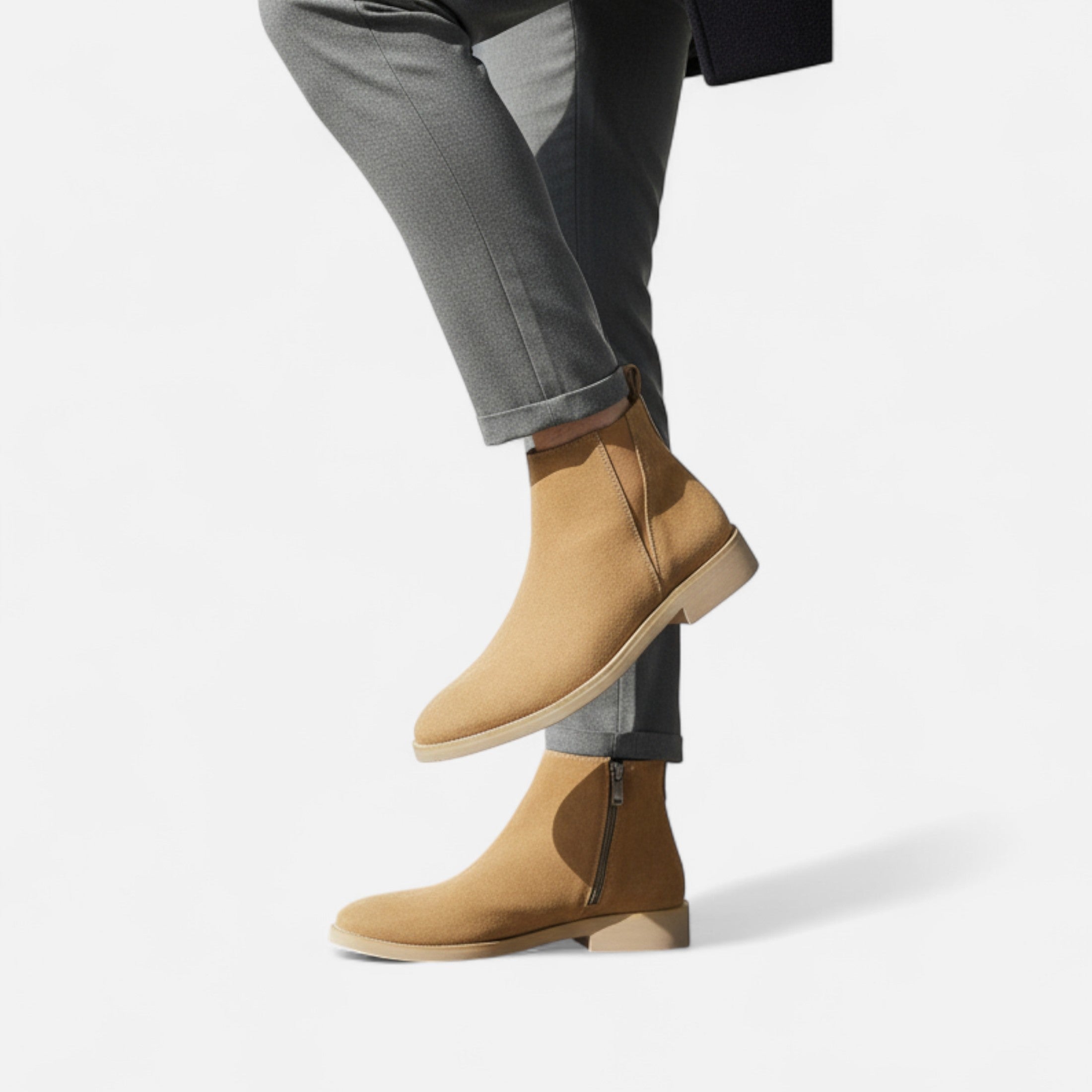 Valcien | Men’s British Suede Mid-Cut Zipper Boots