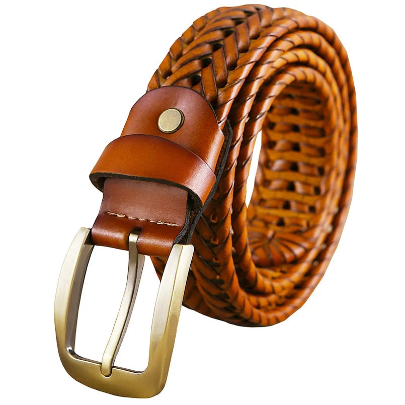 Men’s Braided Leather Belt – Classic Woven Style