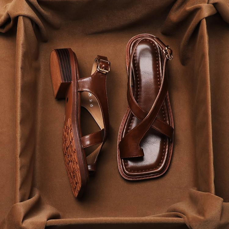 Valcien | Italian Leather Cross Sandals