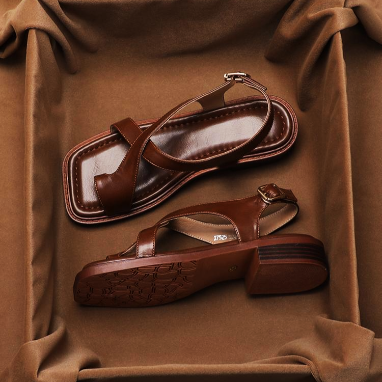 Valcien | Italian Leather Cross Sandals