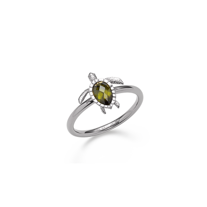 Valcien | Turtle Ring Emrold Silver