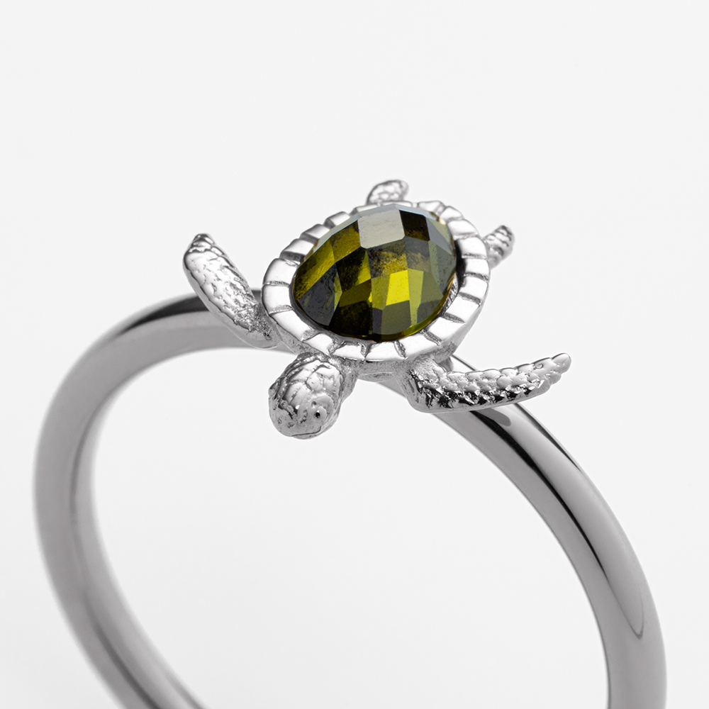 Valcien | Turtle Ring Emrold Silver