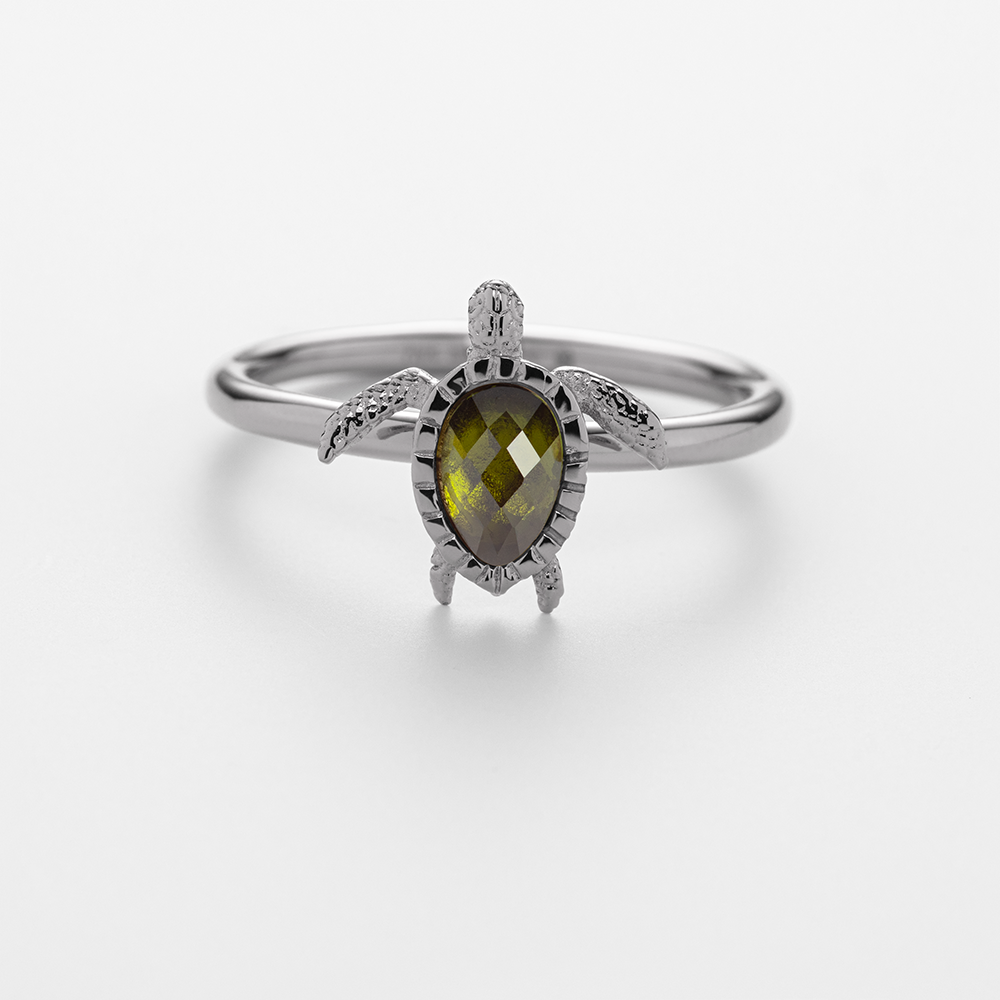 Valcien | Turtle Ring Emrold Silver
