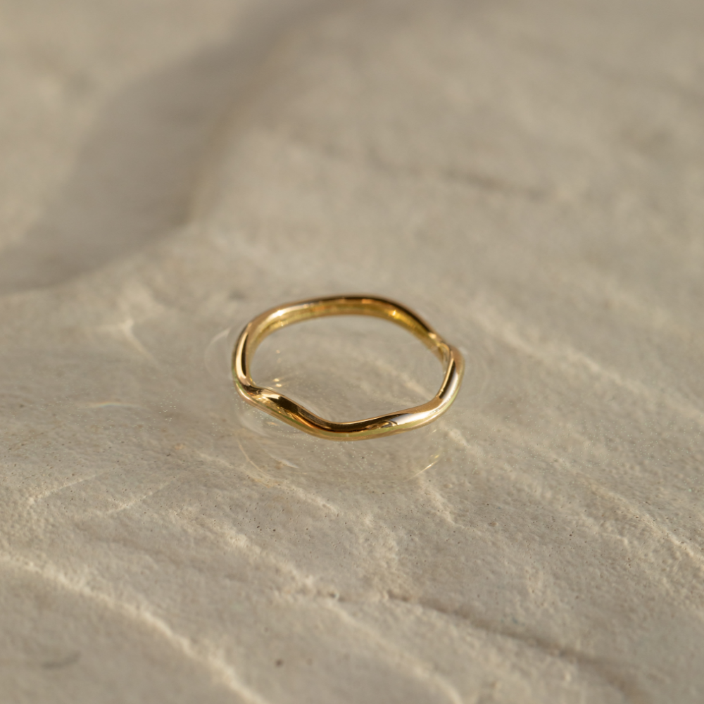 Waves Mono Classic Casual Ring Gold