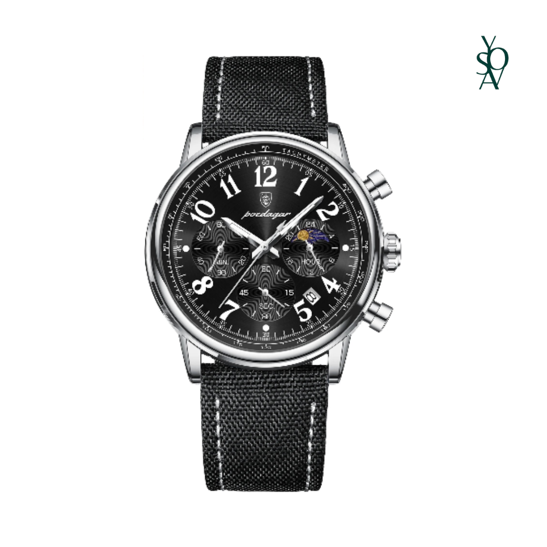 Valcien | Munich Men’s Leather Watch – Scratch-Resistant Lens Water-Resistant