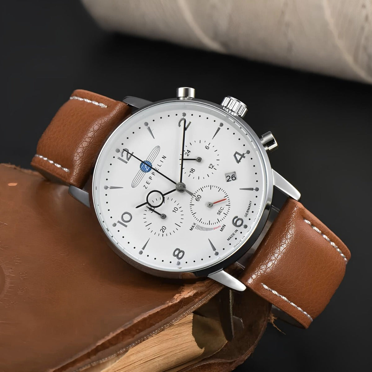 Zeppelin 100 Years Men’s Chronograph Leather Watch – White Dial Limited Edition