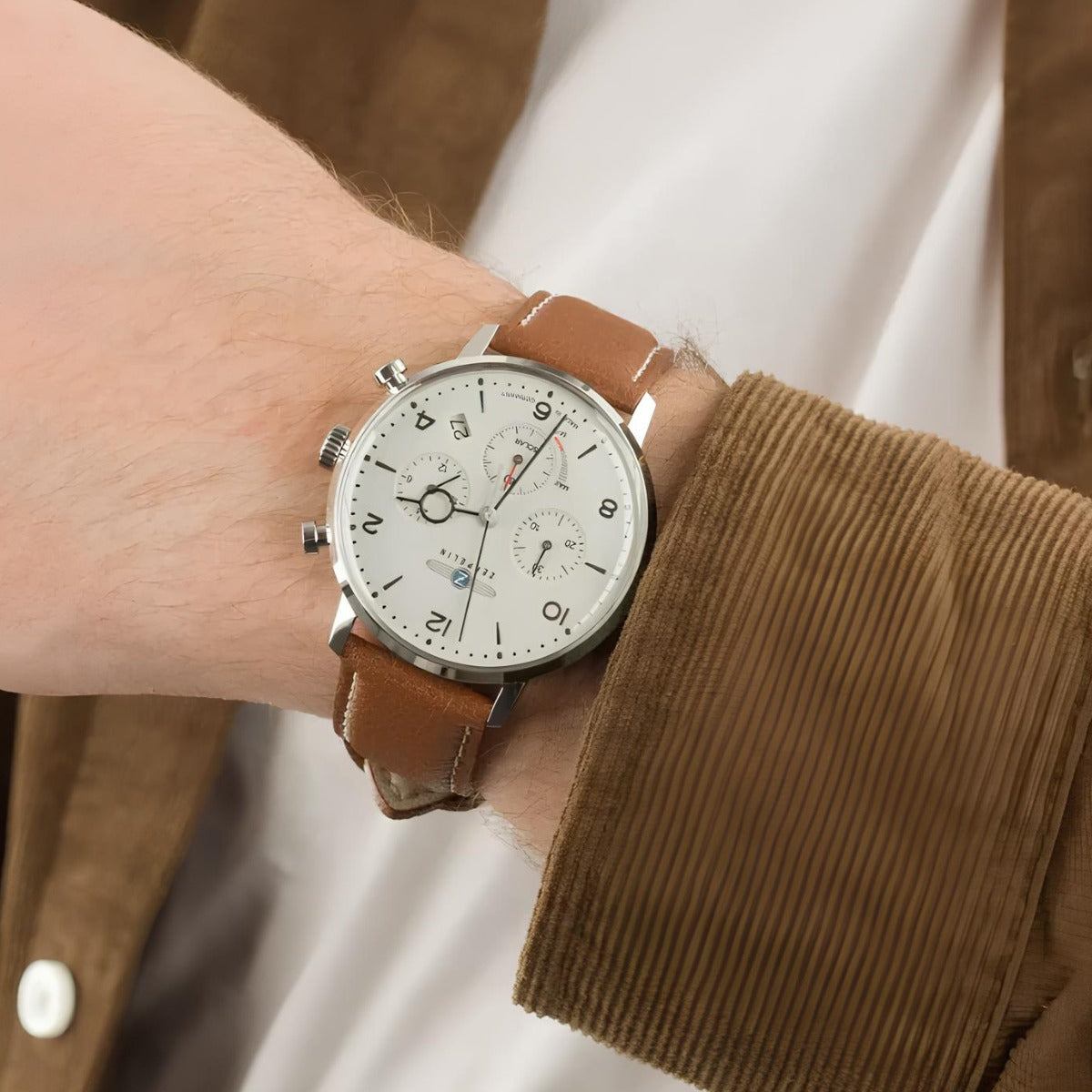 Zeppelin 100 Years Men’s Chronograph Leather Watch – White Dial Limited Edition