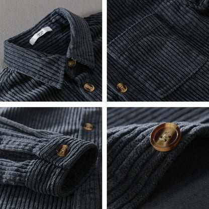 Men’s Ribbed Button-Up Shirt – Clean Lines, Timeless Versatility