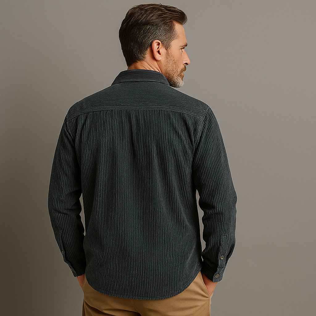 Men’s Ribbed Button-Up Shirt – Clean Lines, Timeless Versatility