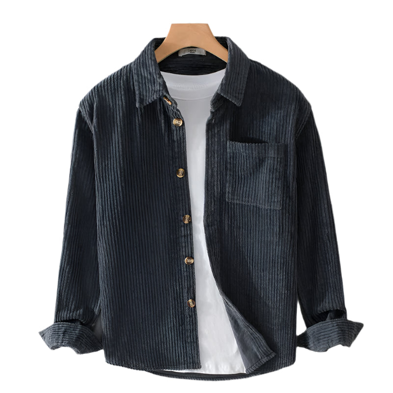 Men’s Ribbed Button-Up Shirt – Clean Lines, Timeless Versatility
