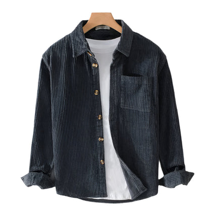 Men’s Ribbed Button-Up Shirt – Clean Lines, Timeless Versatility