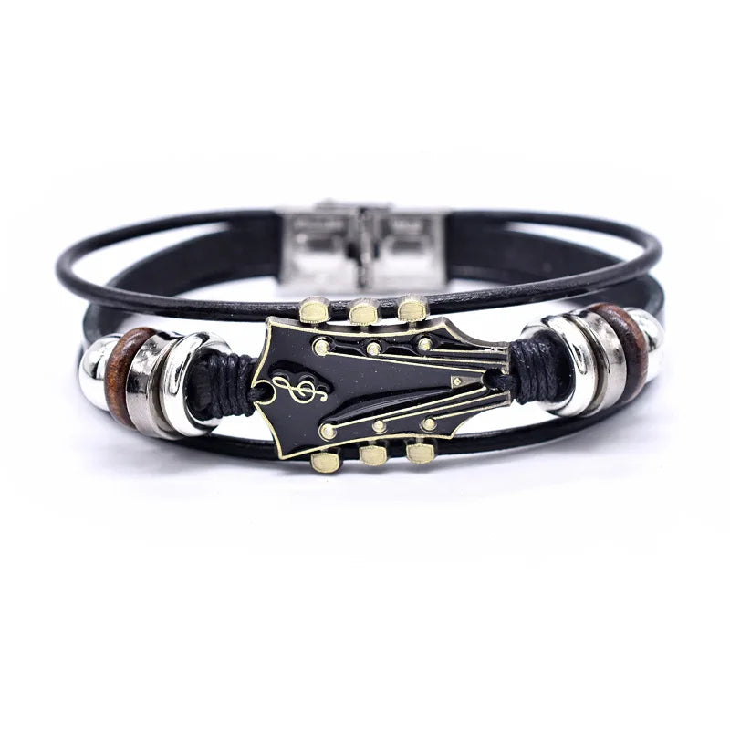 Valcien | Vintage Music Guitar Leather Bracelet