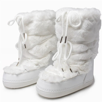 Women Warm Long Fur Snow Boots | Ski Boots | Winter Boots | Mid-calf Boots