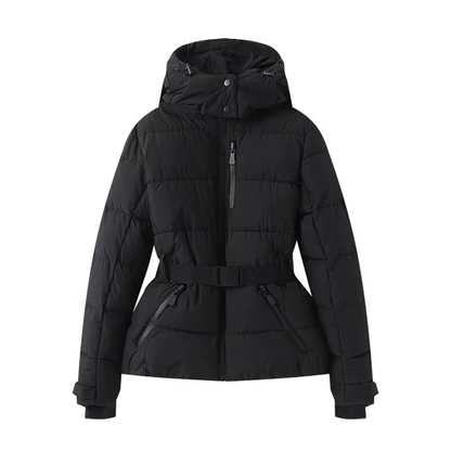 Women’s Winter Puffer Jacket | Belted Hooded Design