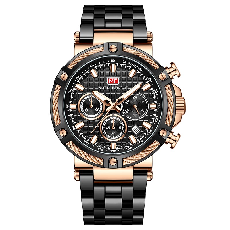 Velocity Chronograph – Men’s Stainless Steel Watch | Luminous Dial, Calendar & Stopwatch Function