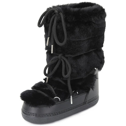 Women Warm Long Fur Snow Boots | Ski Boots | Winter Boots | Mid-calf Boots