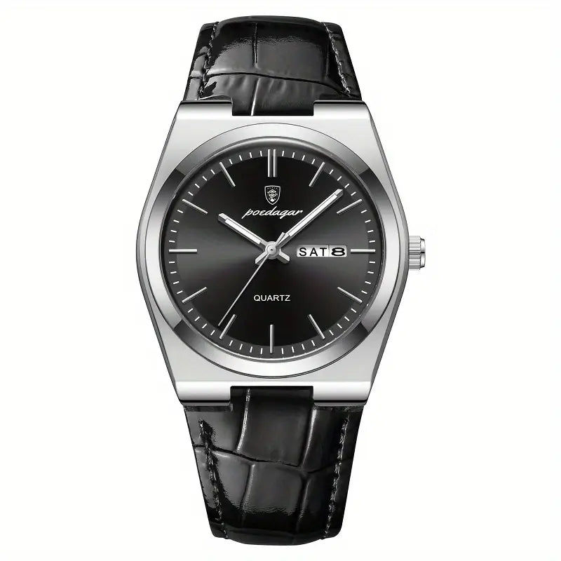 Valcien | Ultra-Thin Men's Double Calendar Leather Watch – Quartz Timepiece, Sleek & Modern Everyday Style