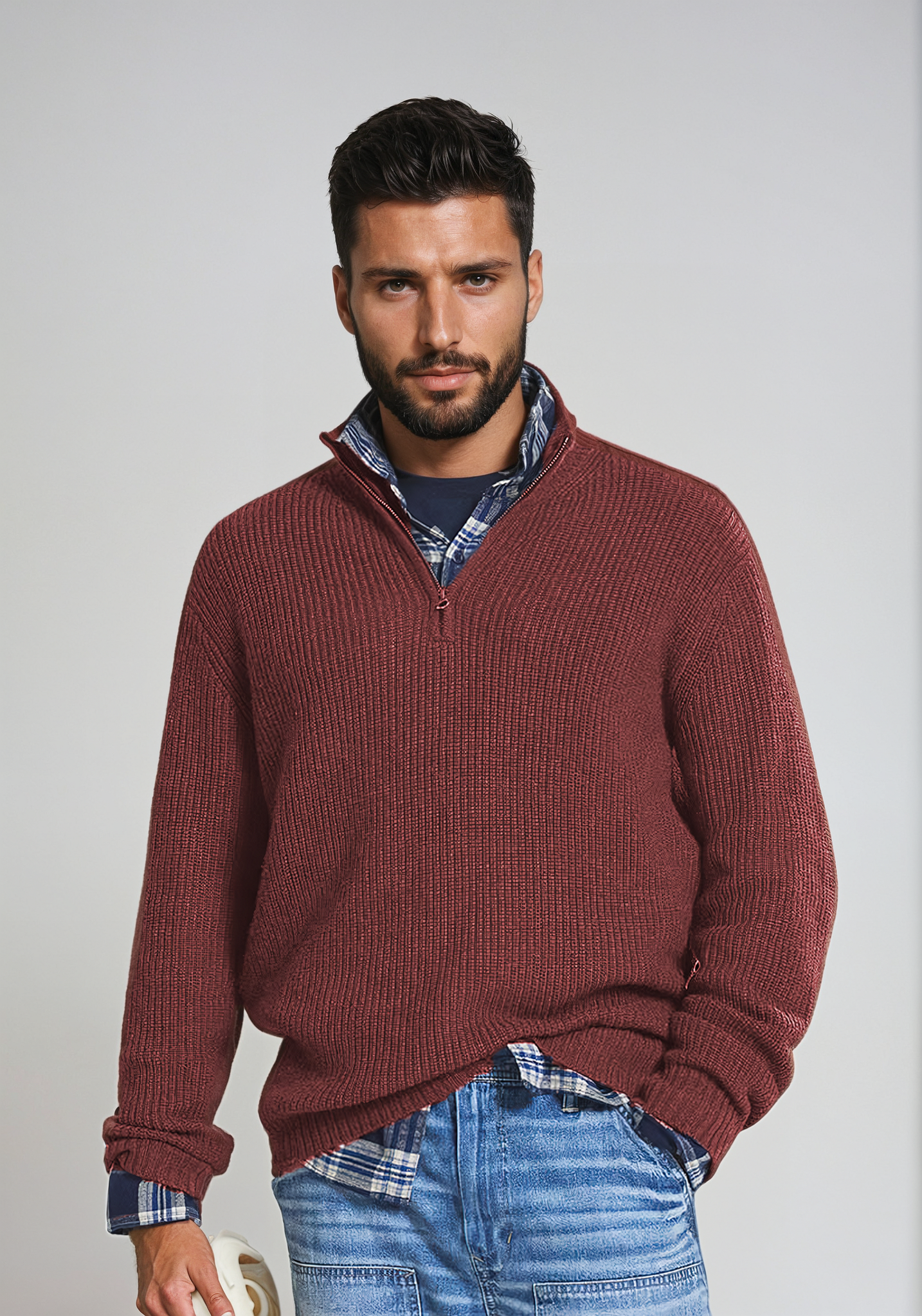 Men’s Winter Half-Zip Sweater | Classic Trucker Style