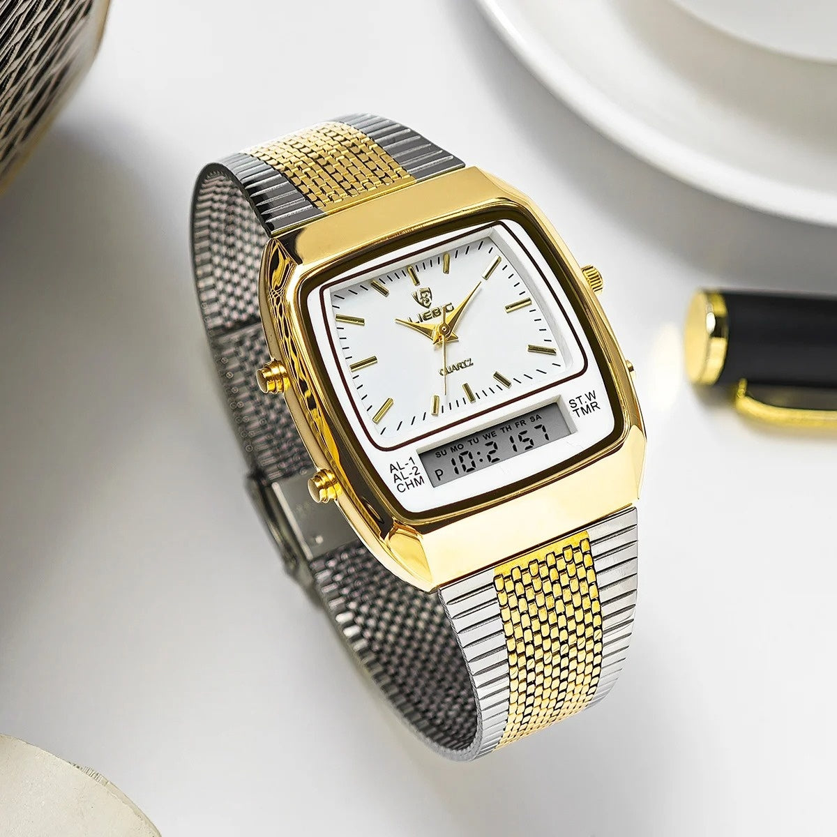 Luxury Legacy Hybrid Watch – Analog-Digital Men's Timepiece