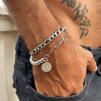 Valcien | Men Silver Duo Luxury Bracelet