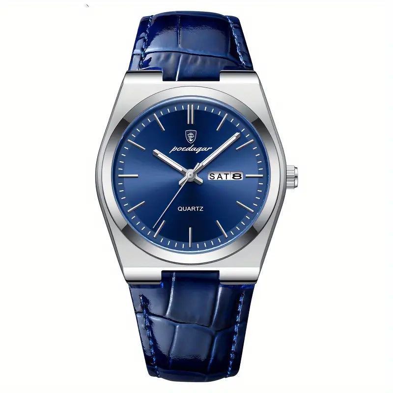 Valcien | Ultra-Thin Men's Double Calendar Leather Watch – Quartz Timepiece, Sleek & Modern Everyday Style