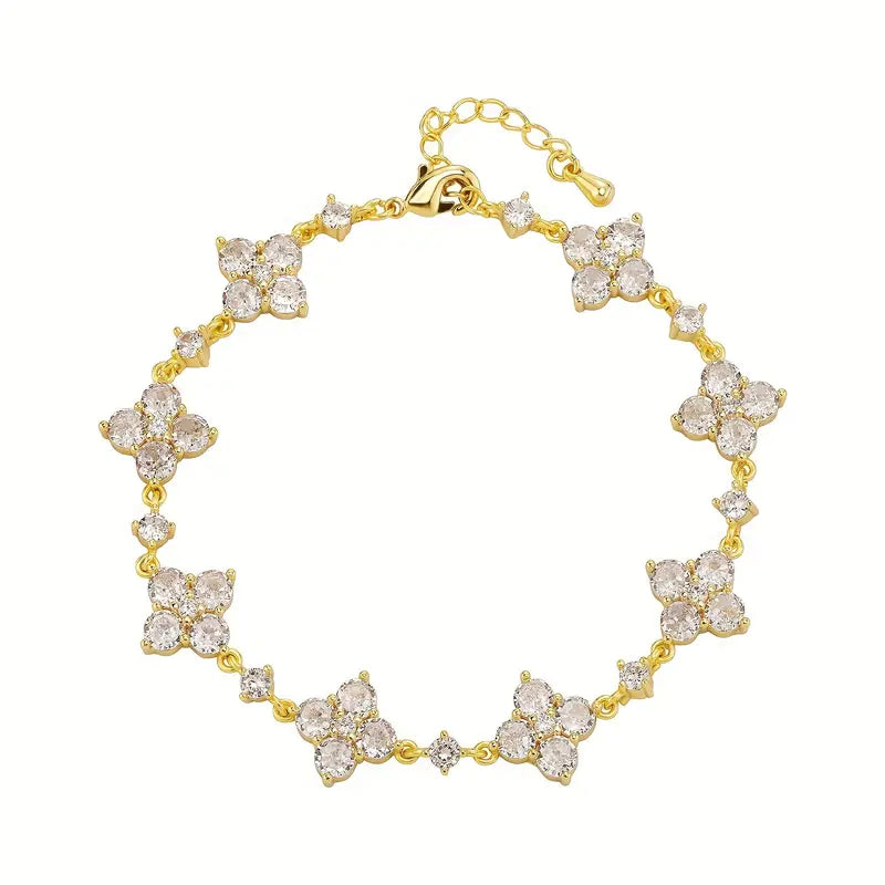 Valcien | 12mm Iced-Out Lucky Star Infinity Bracelet – Green Pink Black CZ Hip Hop Chain for Men