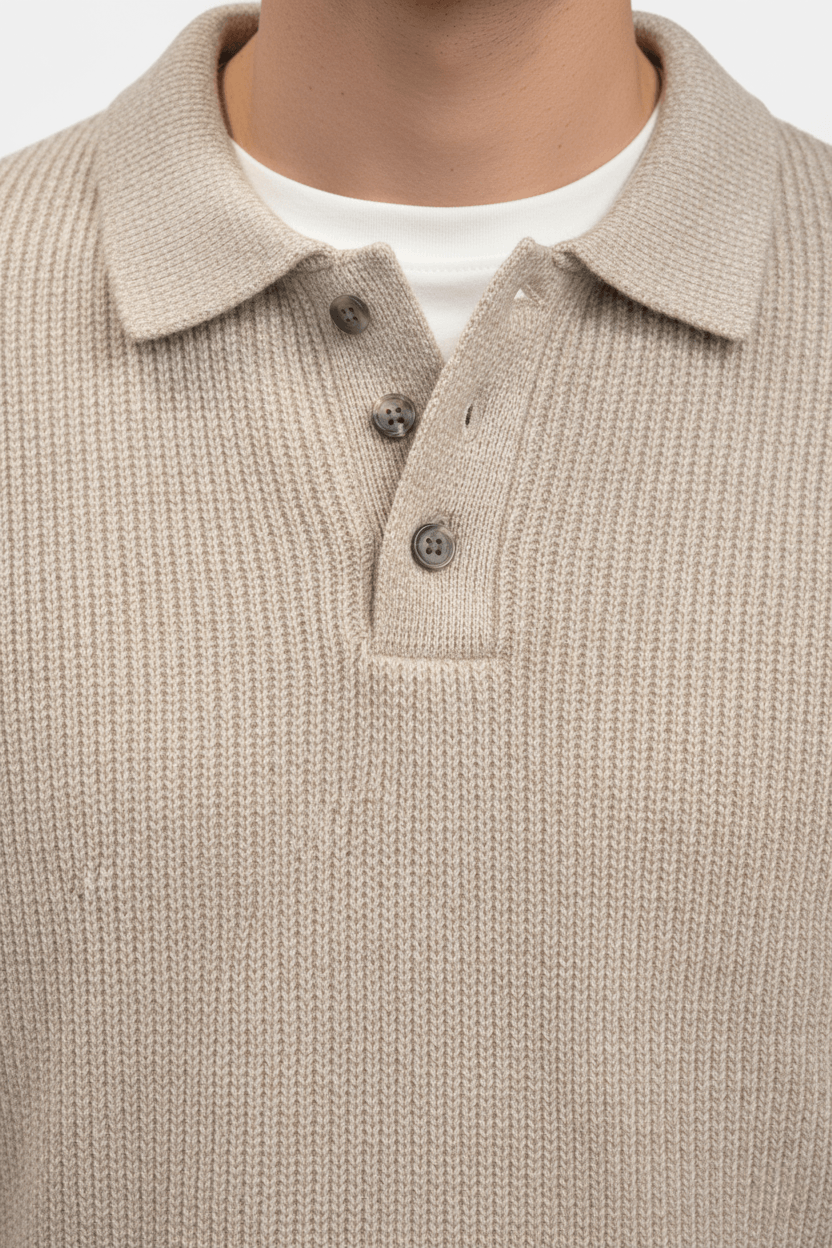 Valcien | Men’s Knitted Jumper – Polo Collar High Stretch Autumn Winter