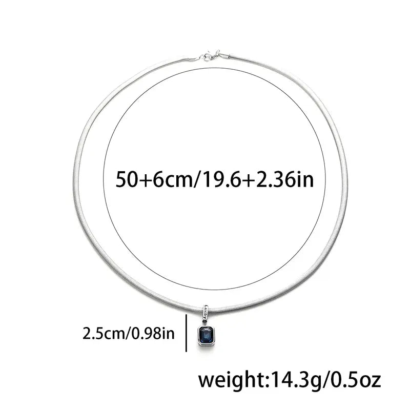 Valcien | Blue Pendant Necklace with Sleek Snake Chain – Minimalist Jewelry Men