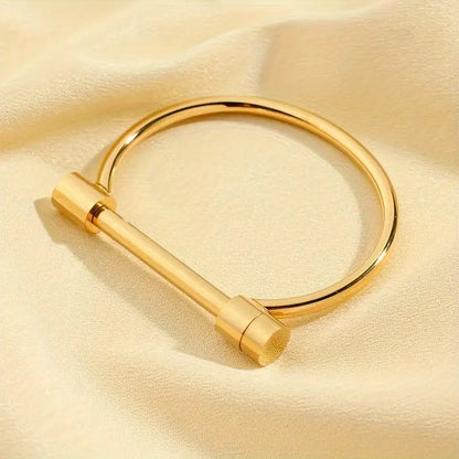 Valcien | Sleek U-Shaped Horseshoe Bracelet – Stainless Steel, Smooth Polished Finish