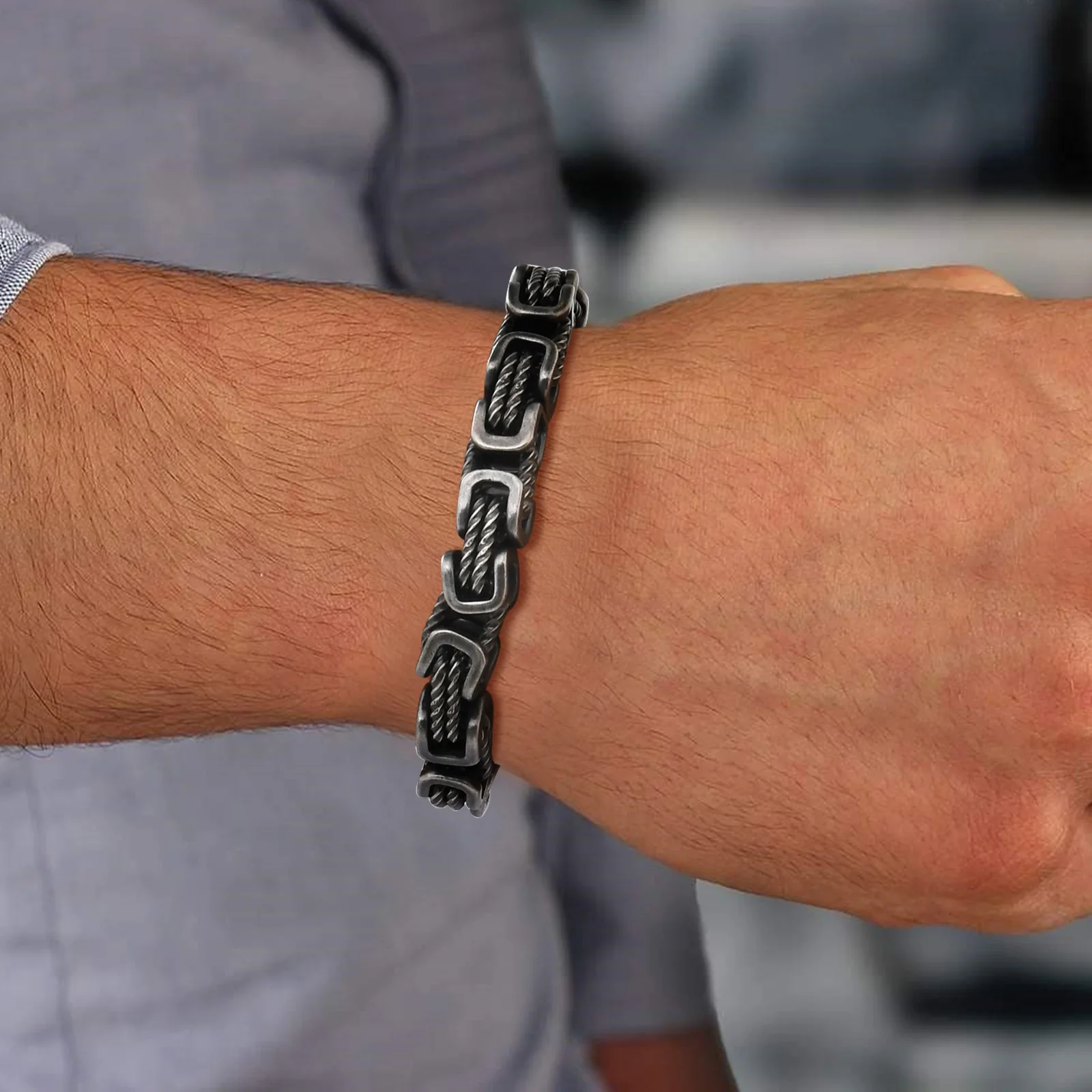 Rogue-Inspired Forged Chain Cuff for Men – Bold Stainless Steel Bracelet